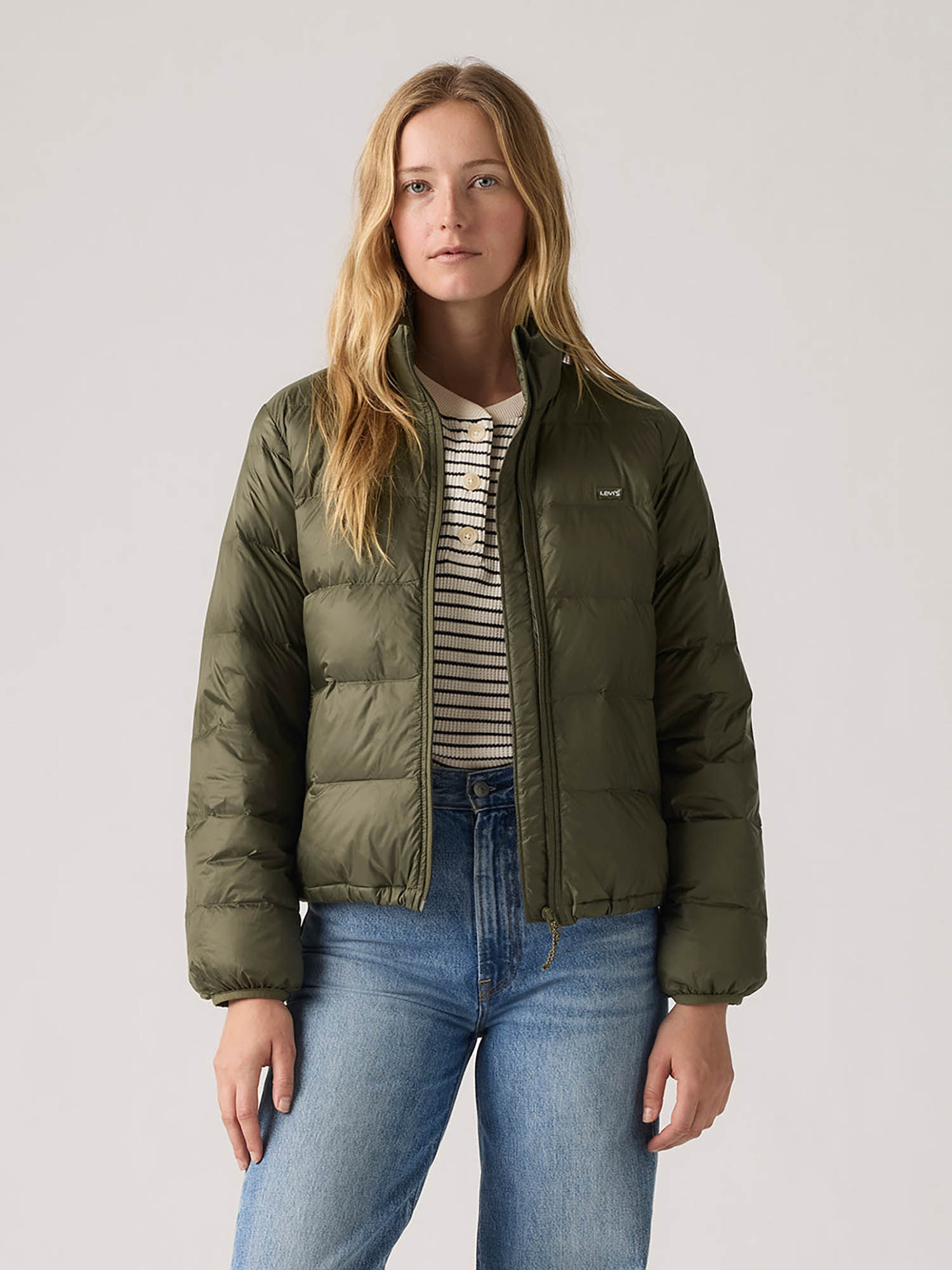 Olive Solid Full Sleeves Jacket-image-0