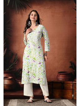 SYRISH - Women Syrish Purple Accents Floral Handcrafted Chikankari Mulmul Kurta