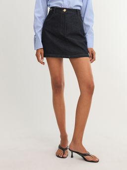 Pomelo - High Rise Denim Mini Skirt - Blue (XXS)