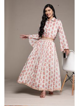 Aarke Ritu Kumar - Grey Printed Top with Skirt (Set of 2)