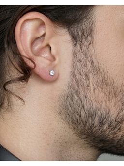 Stone Story By Shruti - 925 Sterling Silver Rhodium Plated Classic Stud Earrings for Men