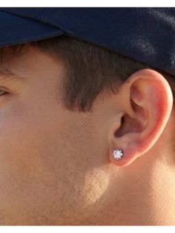 Stone Story By Shruti - 925 Sterling Silver Rhodium Plated Statement Stud Earrings for Men
