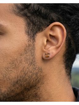 Stone Story By Shruti - 925 Sterling Silver Rhodium Plated Citrine Men Stud Earrings