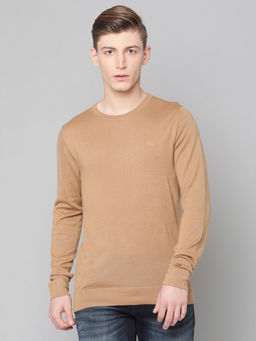 LINDBERGH - Camel Solid Round Neck Sweater