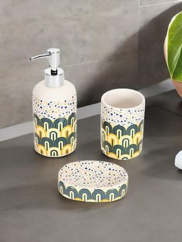 At Home by Nilkamal - Dolomite Bathroom Accessories Set|Set of 1Size - 8 cm x 19 cm|Onion & Blue