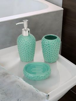 At Home by Nilkamal - Dolomite Bathroom Accessories Set|Set of 1Size - 9 cm x 18 cm|Sea Green