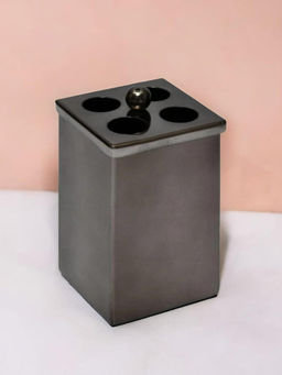 At Home by Nilkamal - Toothbrush Holder Hammered Metal Smoke Black
