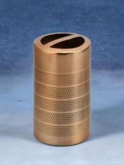 At Home by Nilkamal - Toothbrush Holder Stripe Metal Antique Gold