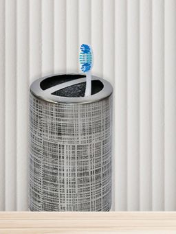 At Home by Nilkamal - Toothbrush Holder Wave Metal Shiny Silver
