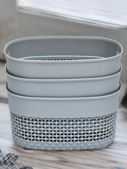 At Home by Nilkamal - Storage Basket Polypropylene 3.3 L Grey (Set of 3)