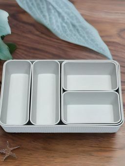 At Home by Nilkamal - Storage Organiser Tray Polypropylene Grey (Set of 6)