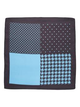 The Tie Hub - Four Square Black And Sky Blue 100% Microfiber Pocket Square