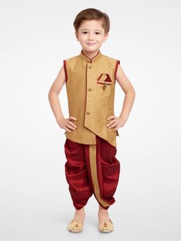 Jeetethnics - Boys Beige Kurta With Dhoti Pants (Set of 2)