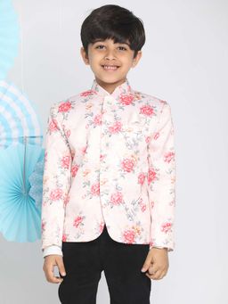 JBN Creation - Boys Stain Peach Floral Jodhpuri Coat