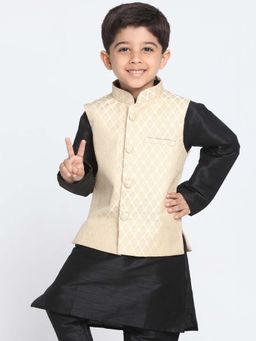 JBN Creation - Silk Blend Cream Woven Nehru Jacket