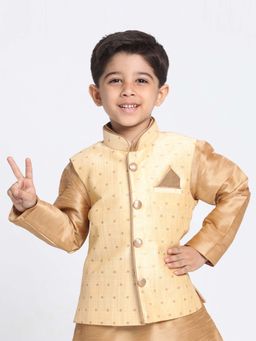 JBN Creation - Silk Blend Gold Woven Nehru Jacket
