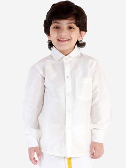 JBN Creation - Silk Blend White Solid Shirt