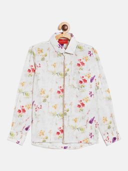 JBN Creation - Linen Blend Cream Floral Shirt