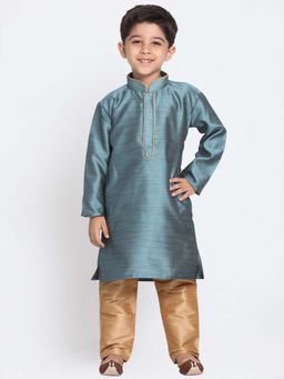 JBN Creation - Boys Aqua Jacquard Woven Kurta with Pyjama