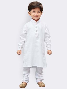 JBN Creation - Boys White Pure Cotton Solid Regular Kurta with Pyjama