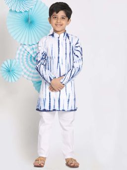 JBN Creation - Boys Blue Pure Cotton Tie and Dye Kurta with Pyjama