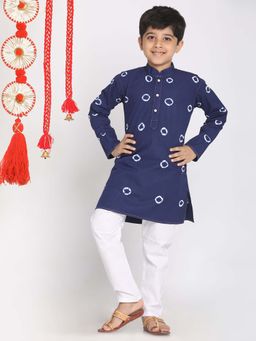 JBN Creation - Boys Blue Pure Cotton Tie and Dye Kurta with Pyjama