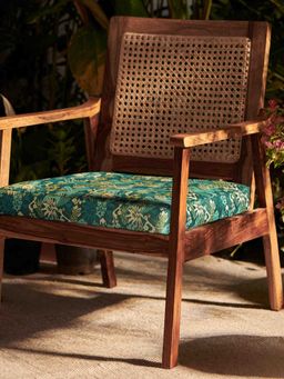 Chumbak - French Rattan Arm Chair - Tropical Ikkat
