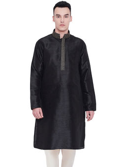 SG LEMAN - Black Embroidered Kurta For Men