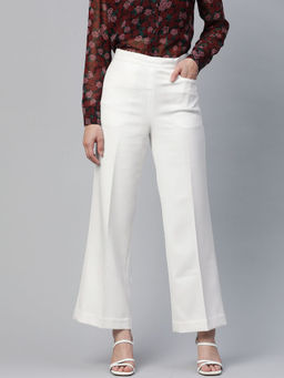 Powersutra - Cotton Comfort Fit White Trouser