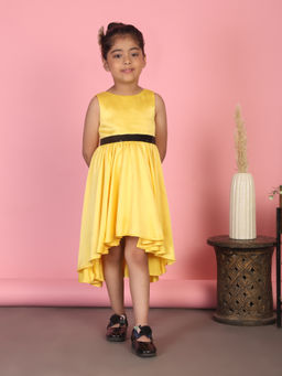 Toy Balloon Kids - Girls Yellow High-Low Party Knee Length Dress