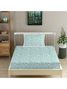 MORADO - Glace Cotton Green Single Bedsheet with Pillow Cover