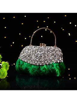 sugarcrush - Crystal Embellished Beaded Clutch Bag-Green