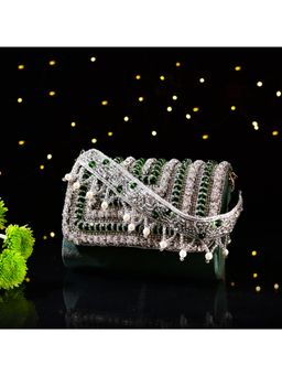 sugarcrush - Crystal Beaded Pearl Tassel Luxury Clutch Flap Bag-Green