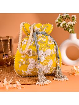 sugarcrush - Yellow Toned Embroidered Potli Bag
