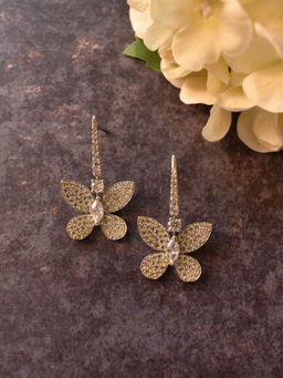 Peach Tassels - Off White Earrings In Butterfly Design