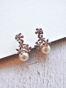 Peach Tassels - Rodo Color Earrings with Pearl Drop
