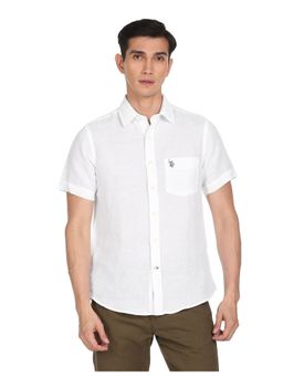 U.S. POLO ASSN. - Men White Short Sleeve Solid Casual Shirt