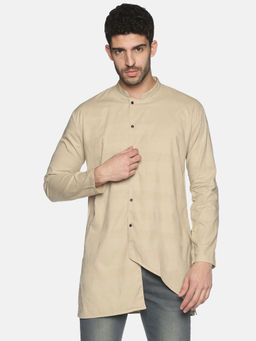 SHOWOFF - Mens Casual Beige Slim Fit Full Kurta
