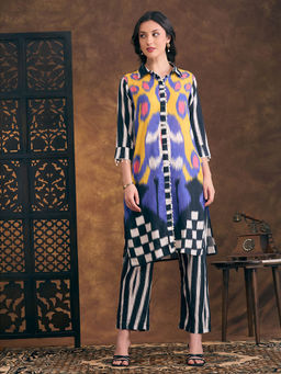 FASHOR - Printed Straight Fit Co-Ord Set - Black