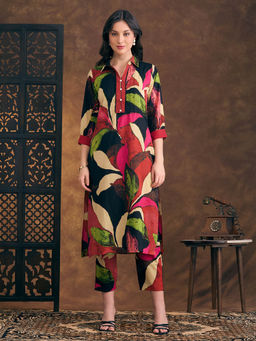 FASHOR - Printed Straight Fit Co-Ord Set - Multi-Color