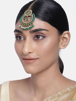 I Jewels - Gold Plated Traditional Kundan & Pearl Maang Tikka