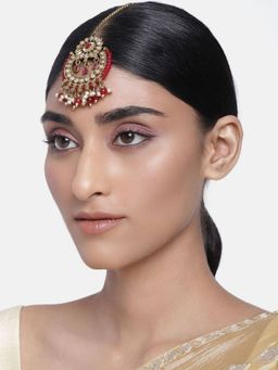 I Jewels - Gold Plated Traditional Kundan & Pearl Maang Tikka