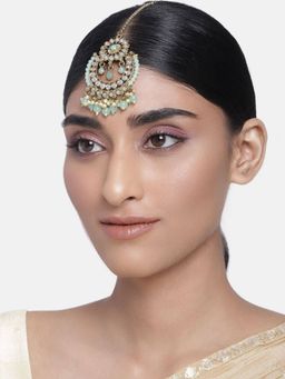 I Jewels - Gold Plated Traditional Kundan & Pearl Maang Tikka