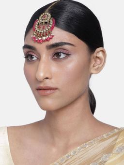 I Jewels - Gold Plated Traditional Kundan & Pearl Maang Tikka