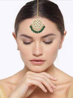 I Jewels - Gold Plated Traditional Kundan with Pearls Maang Tikka