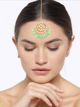 I Jewels - Gold Plated Traditional Kundan with Pearls Maang Tikka