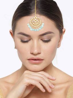 I Jewels - Gold Plated Traditional Kundan with Pearls Maang Tikka