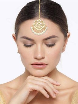 I Jewels - Gold Plated Traditional Kundan with Pearls Maang Tikka