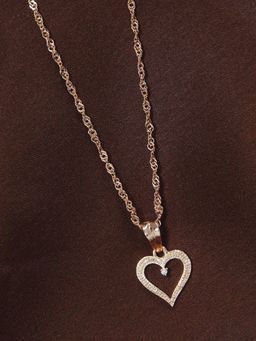I Jewels - Rose Gold Plated CZ Zircon Heart Chain Pendant Necklace