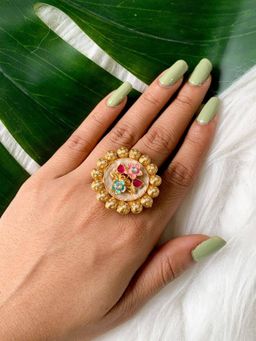 I Jewels - Gold Plated Traditional Floral Design Comfort Fit Ring